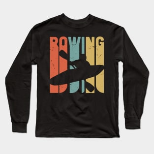 Retro Rowing design, vintage rowing athlete gift, textured rowing Long Sleeve T-Shirt